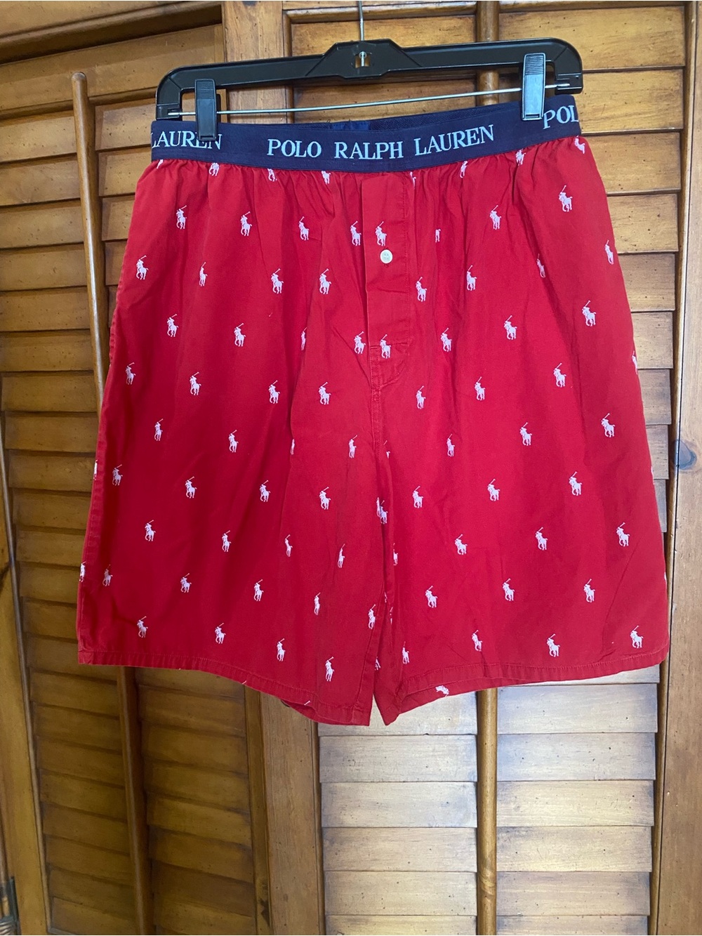 Polo by Ralph Lauren Red Logo Boxer Shorts with Navy Waistband Size medium